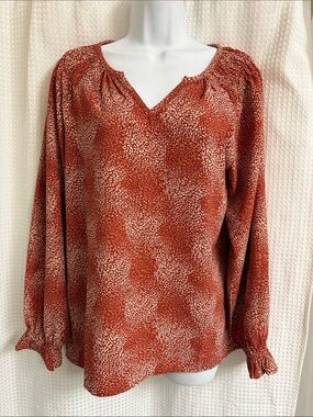 Jessica Simpson Rust Red Printed Peasant Top